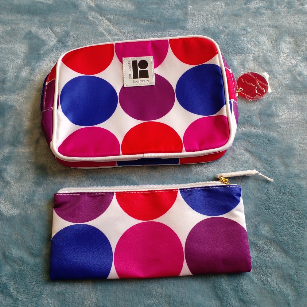 ESTEE LAUDER - LISA PERRY - COSMETIC BAGS POCKA DOT DESIGN. NEVER USED.